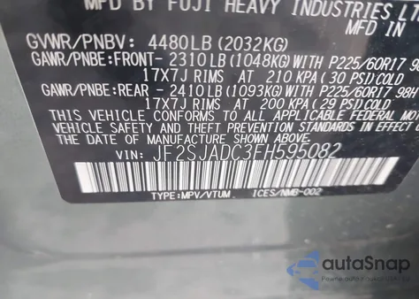 2015 Subaru Forester 2.5I Premium z USA, uszkodzony, nr VIN JF2SJADC3FH595082